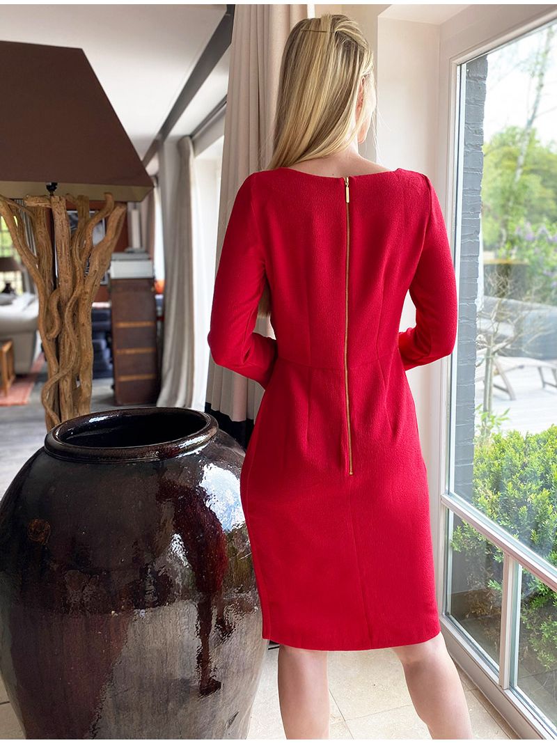 Kritisch volgens Onaangeroerd Korte jurk met lange mouwen - Rood | Anne Sophie