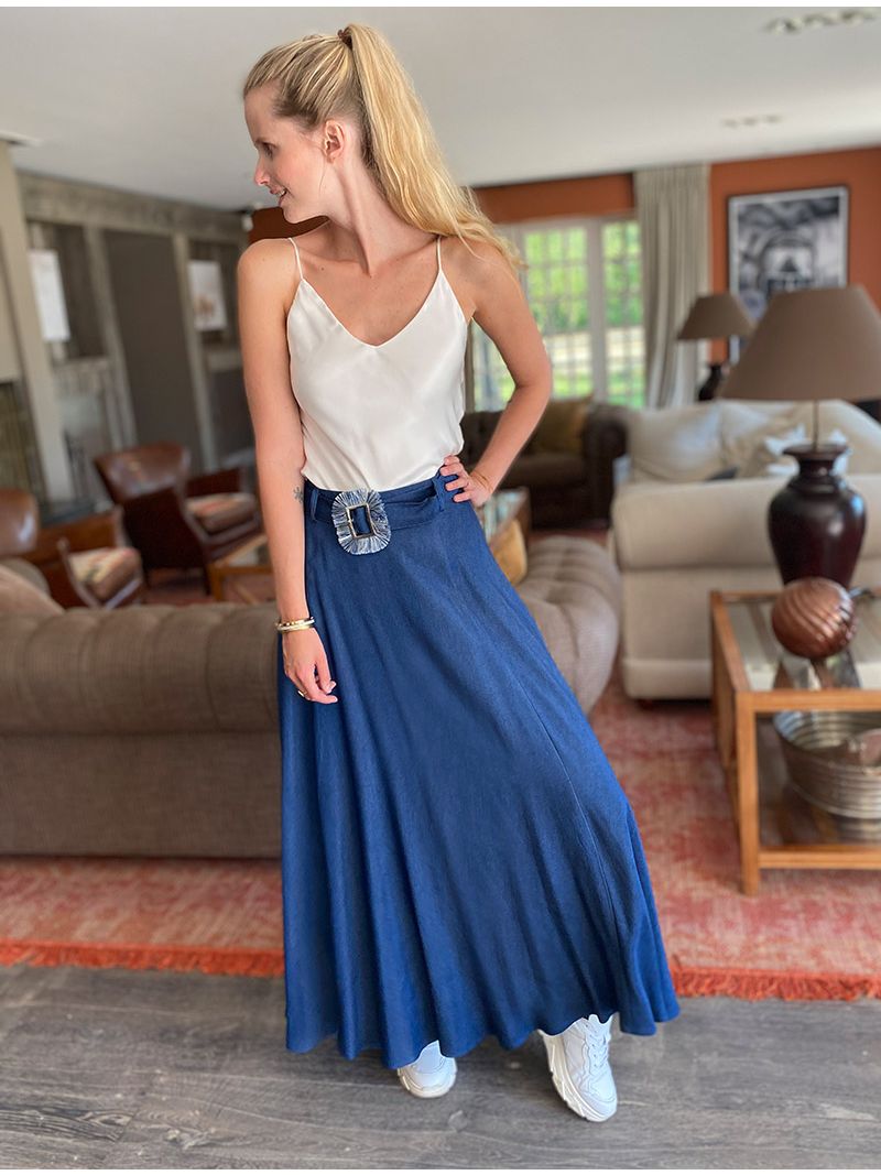 Kreek toewijzing Duwen Denim lange rok - Blauwe spijkerbroek | Anne Sophie