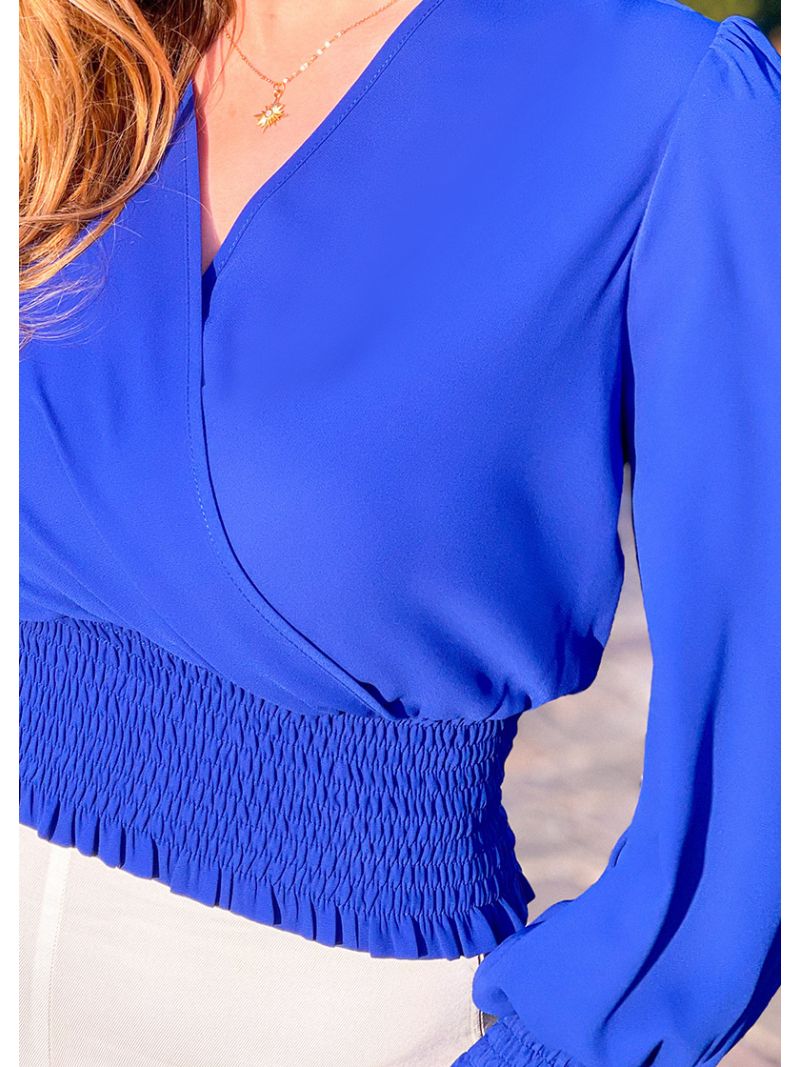 Merchandiser rand merk Hart bedekkende blouse - koningsblauw | Anne Sophie