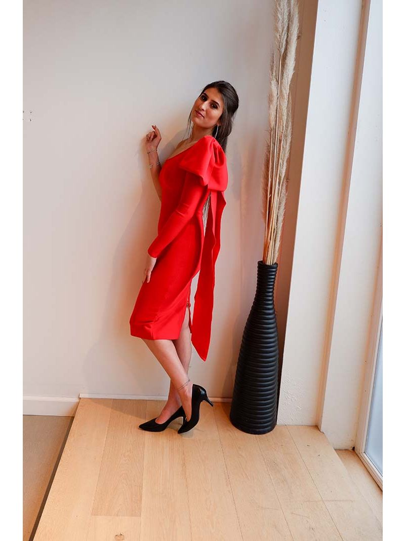 Ingrijpen scheerapparaat salaris Rode jurk "met lange mouwen" - XmasShow | Anne Sophie