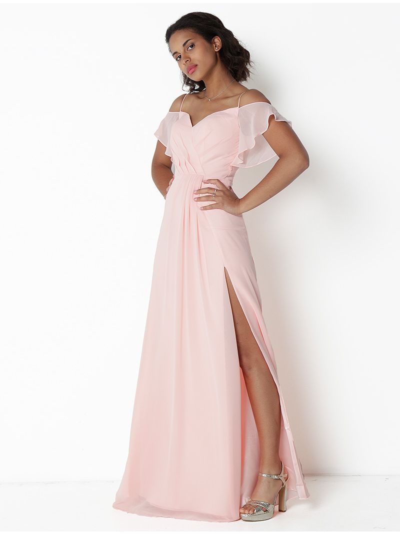 goud Of anders fout Lange jurk in sluier - licht roze | Anne Sophie