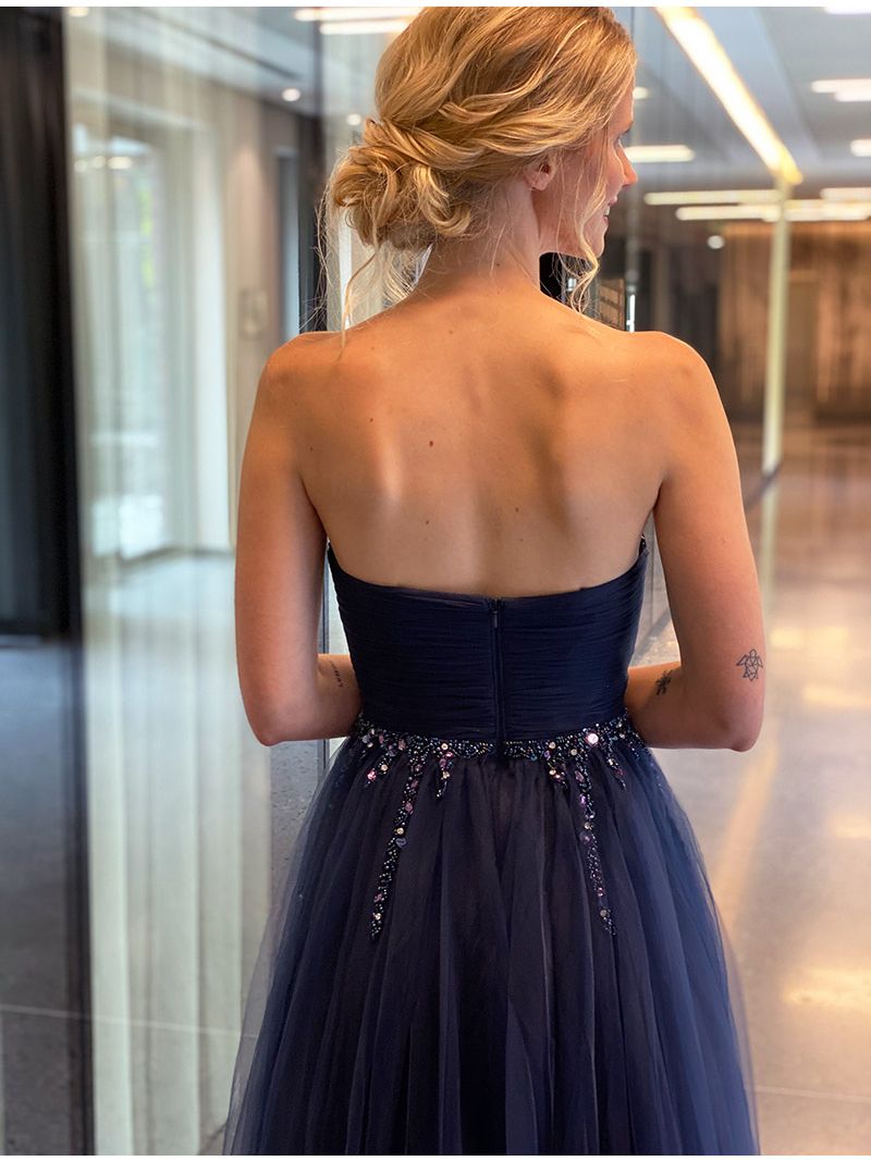 Afkorten vloeiend diamant Strapless jurk met strass - Blauw | Anne Sophie
