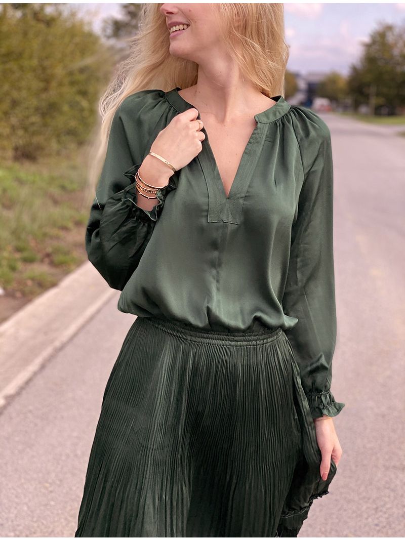 Satijnen lange jurk Groen | Sophie