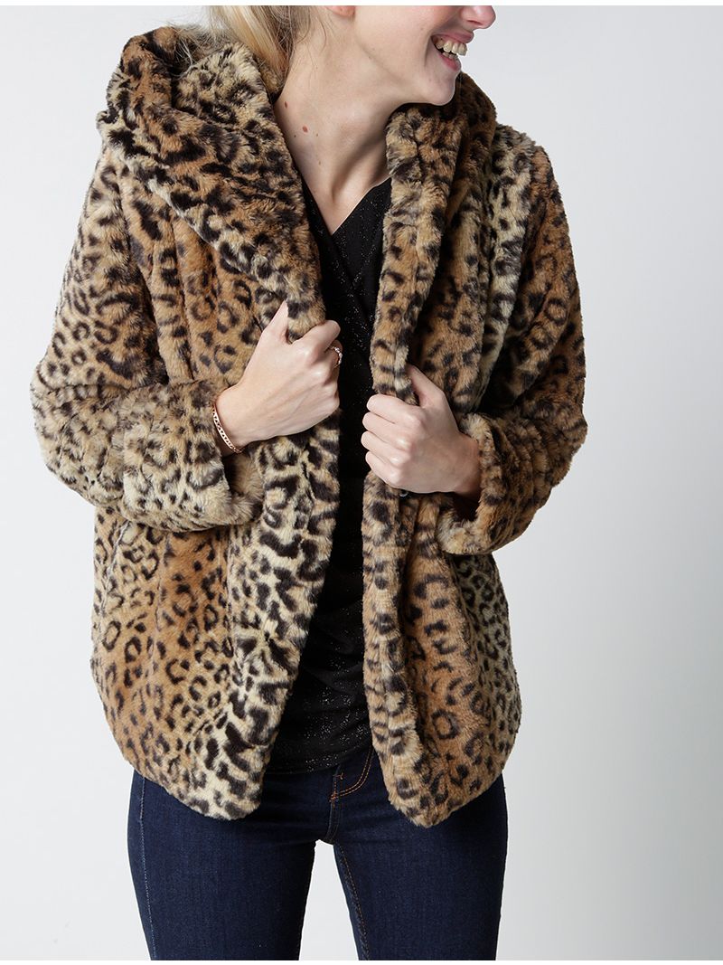 manteau fourrure leopard